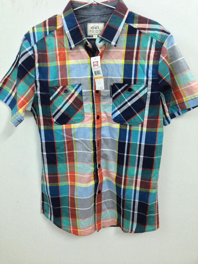 Aó sơ mi sọc caro,tay ngắn hiệu ECKO. - 2