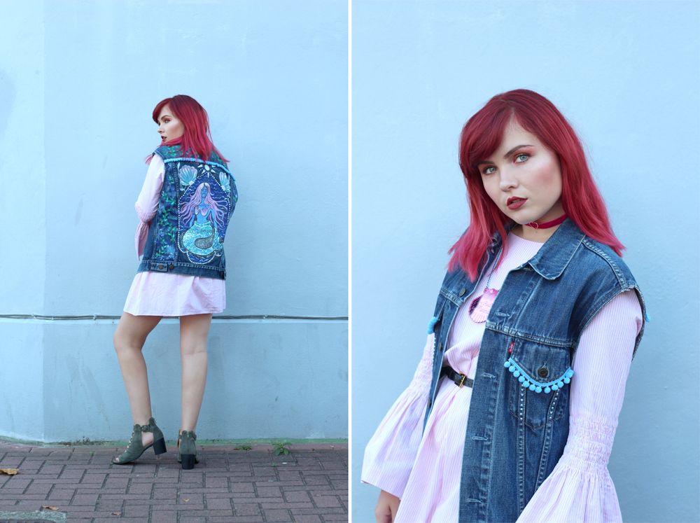 Paige Joanna denim jacket pink dress combo shop launch