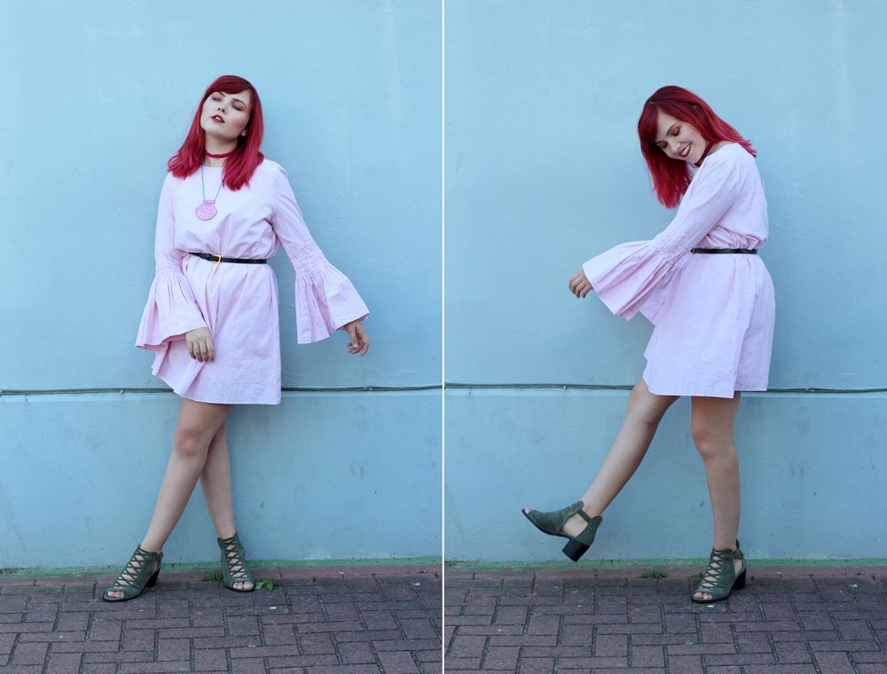 Paige Joanna pretty pink zara flared sleeve dress