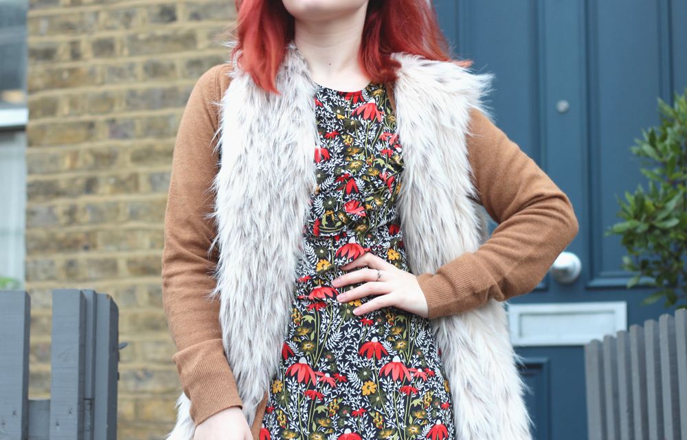 paige joanna floral topshop dress zara fur gilet