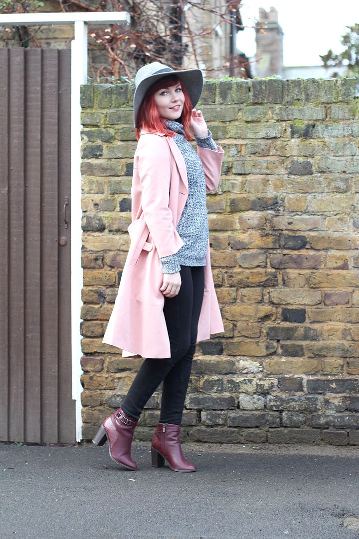 Paige Joanna Pink Asos Coat Boots and Primark Jumper