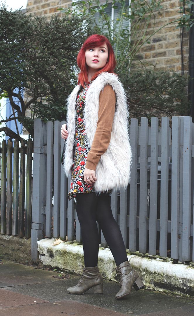 paige joanna topshop floral dress asos boots zara fur