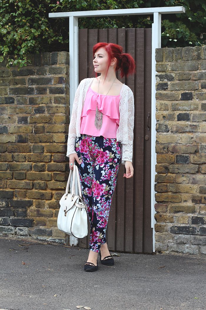 Paige Joanna floral joggers and pink top