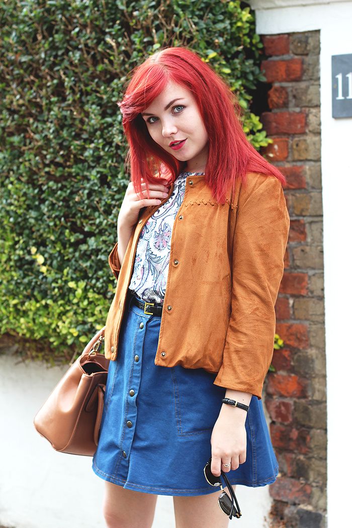 paige joanna topshop denim skirt zara suede jacket