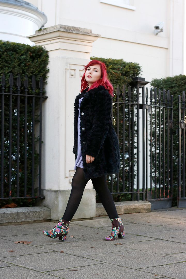 Paige Joanna Lilac Smock Dress Asos Ego Fashion Floral Boots, Pink Hair