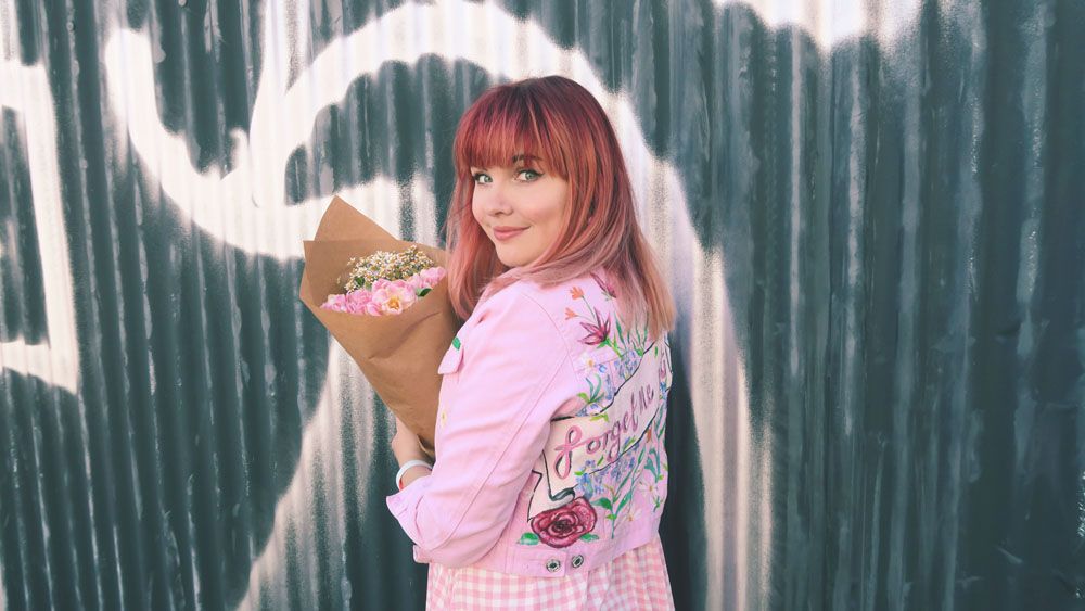 Paige Joanna Exploring London Pink on Pink Outfit and Custom Jacket