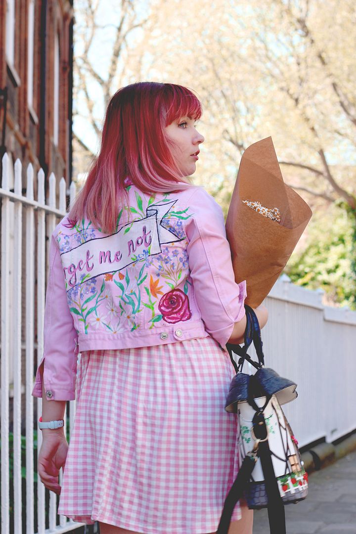 Paige Joanna Exploring London Pink on Pink Outfit and Custom Jacket