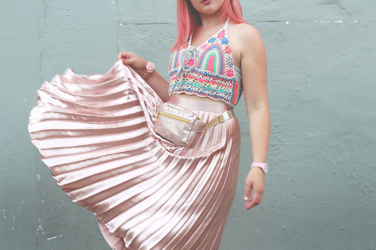 paige joanna pleasted silk skirt