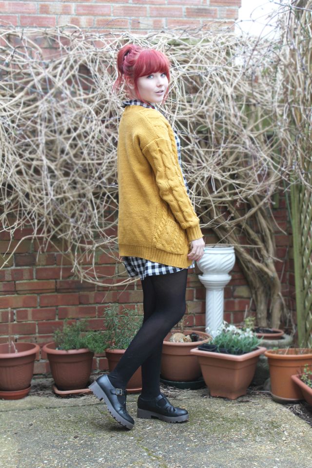 mustard cardie, missguided playsuit