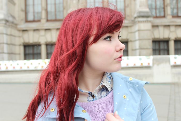 red hair and joules coat