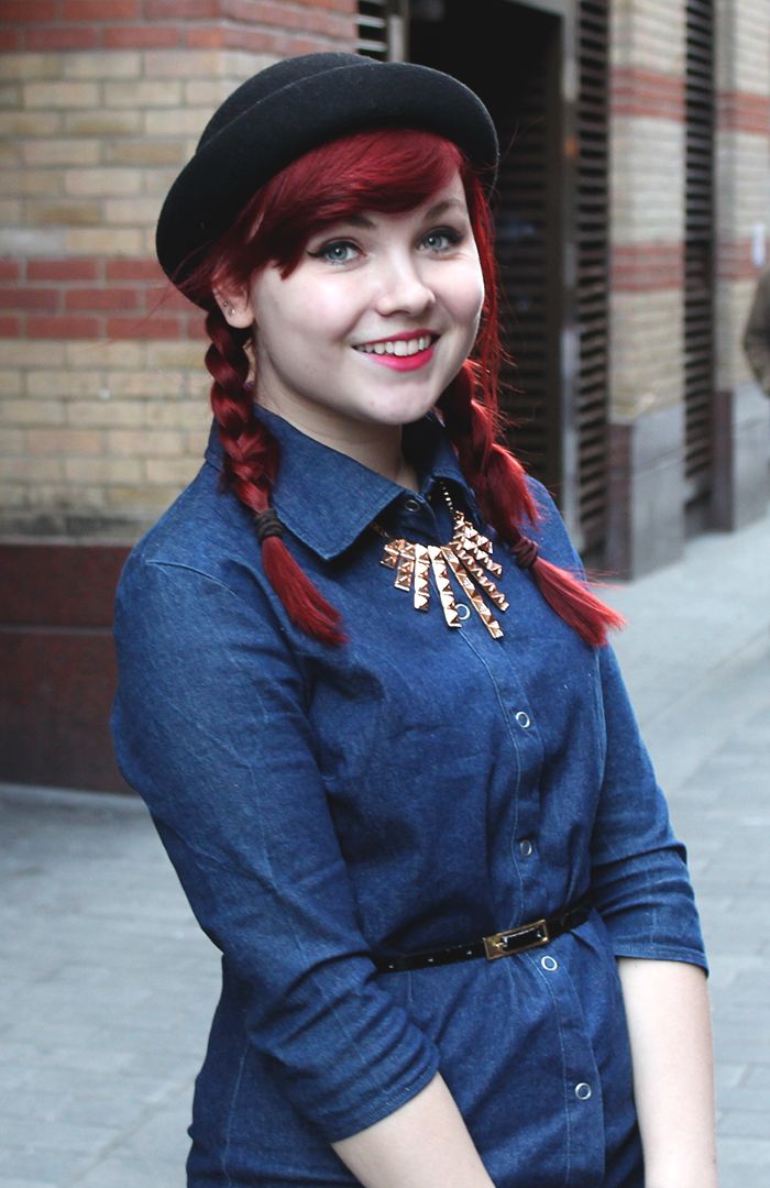 photo paige plait pigtails denim dress