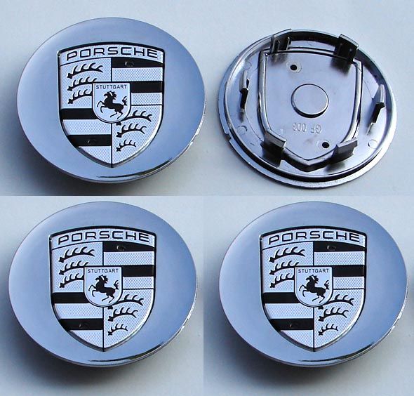 4 Porsche CHROME Wheel Center Caps cap 996 997 993 911 BOXSTER cayman