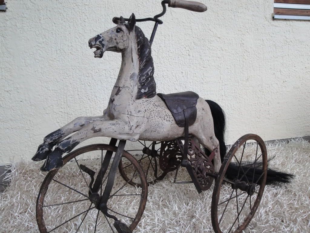 VINTAGE WOODEN ROCKING HORSE TRICYCLE CAROUSEL HORSE A DREAM JUMPER eBay