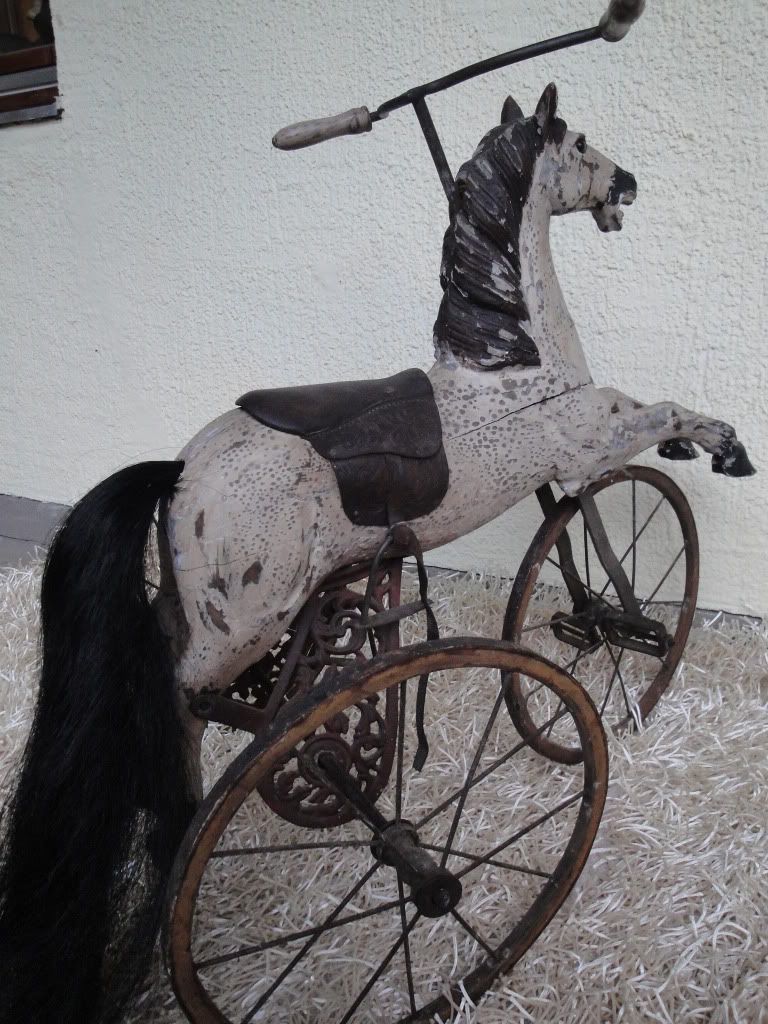 VINTAGE WOODEN ROCKING HORSE TRICYCLE CAROUSEL HORSE A DREAM JUMPER eBay
