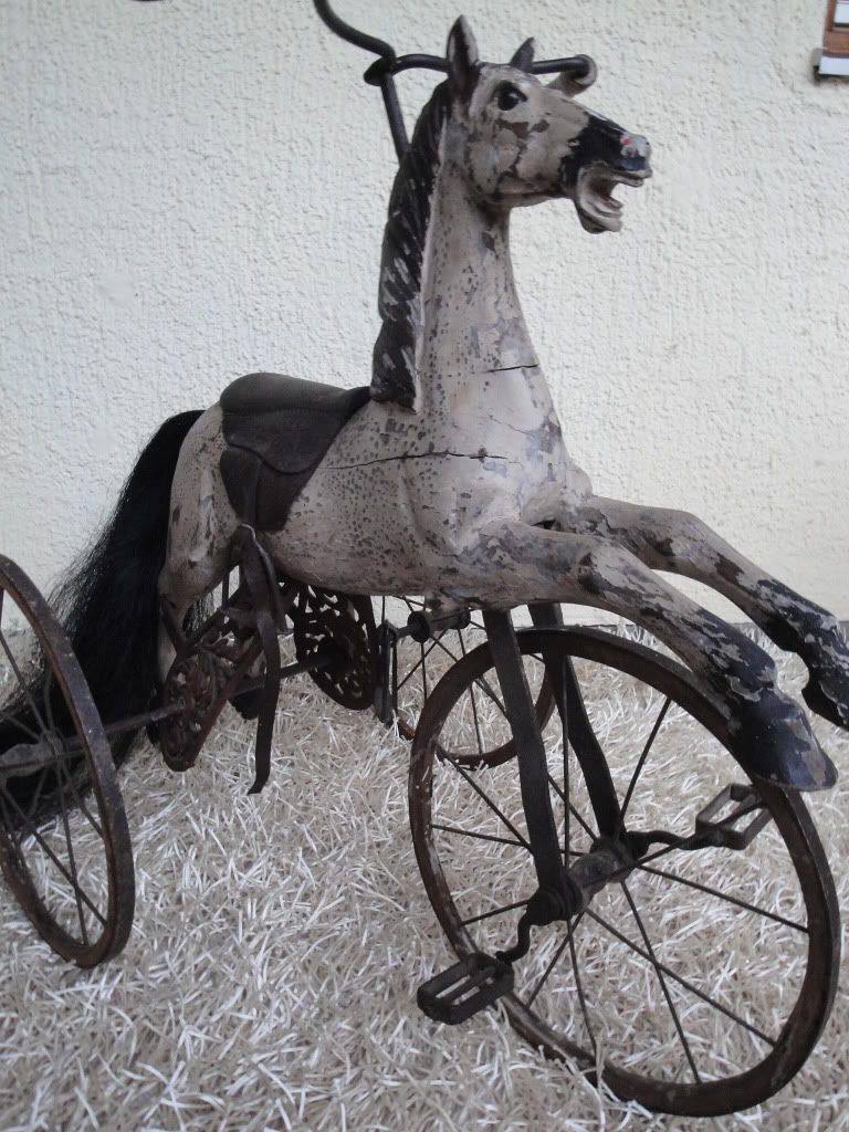 VINTAGE WOODEN ROCKING HORSE TRICYCLE CAROUSEL HORSE A DREAM JUMPER eBay