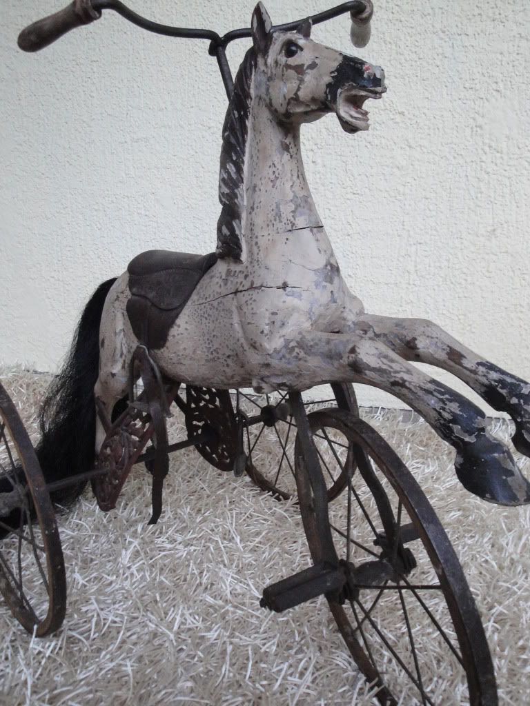 VINTAGE WOODEN ROCKING HORSE TRICYCLE CAROUSEL HORSE A DREAM JUMPER