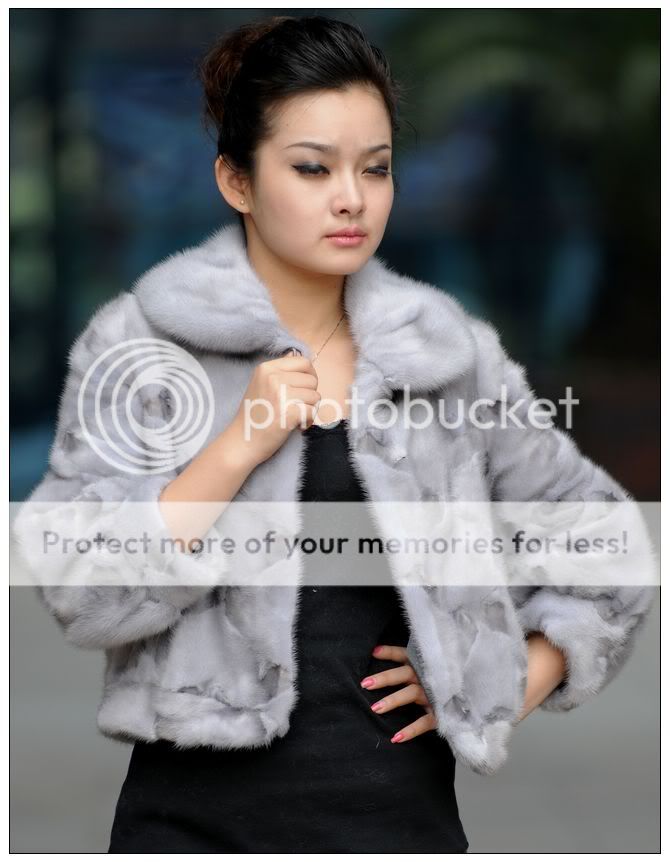 short real mink fur coat 3/4 sleeves+square collar, freeSH (special 