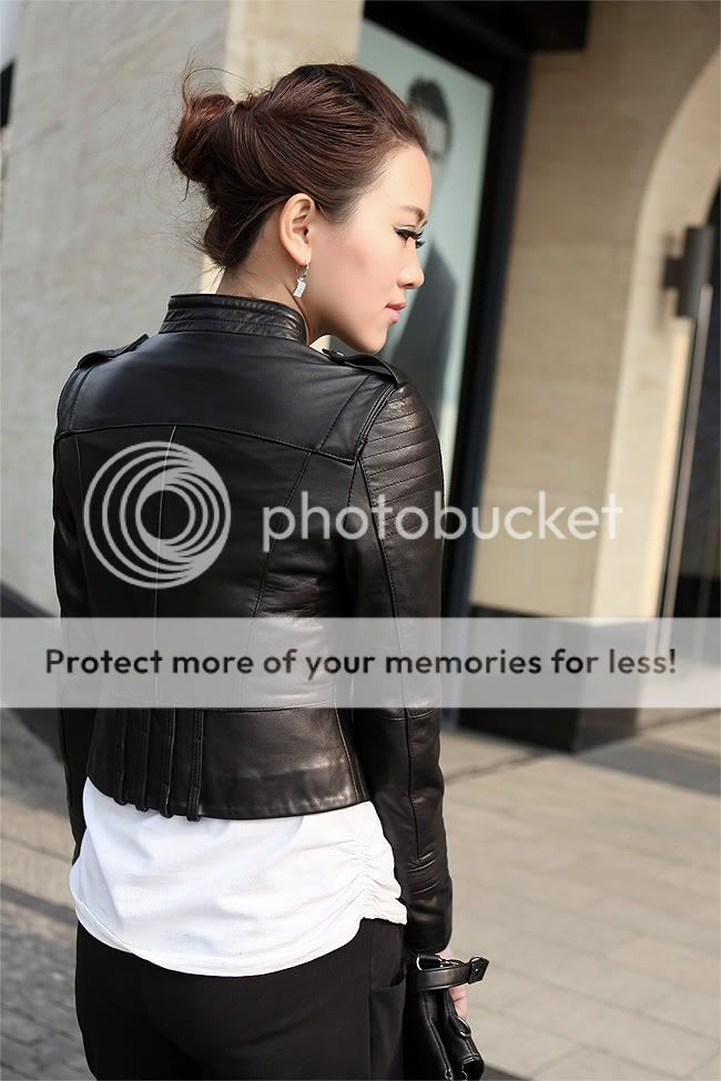 short genius sheep leather jacket/coat,freeSH/fashion style/ZIP/black 