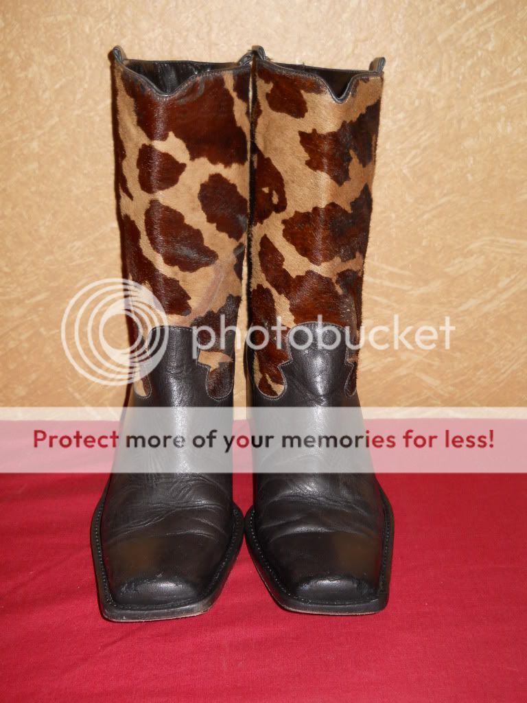 Womens Franco Sarto Boots 8 1/2 M Black w/ Cow Print? REALLY CUTE 