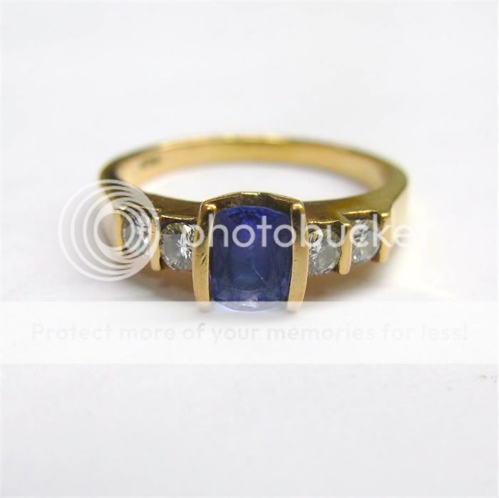 Fine 1.0 ct TANZANITE SOLITAIRE DIAMOND RING 18kt Y/G  