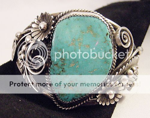 Vintage Navajo D K Lister Turquoise & Ornate Sterling Silver Cuff ...