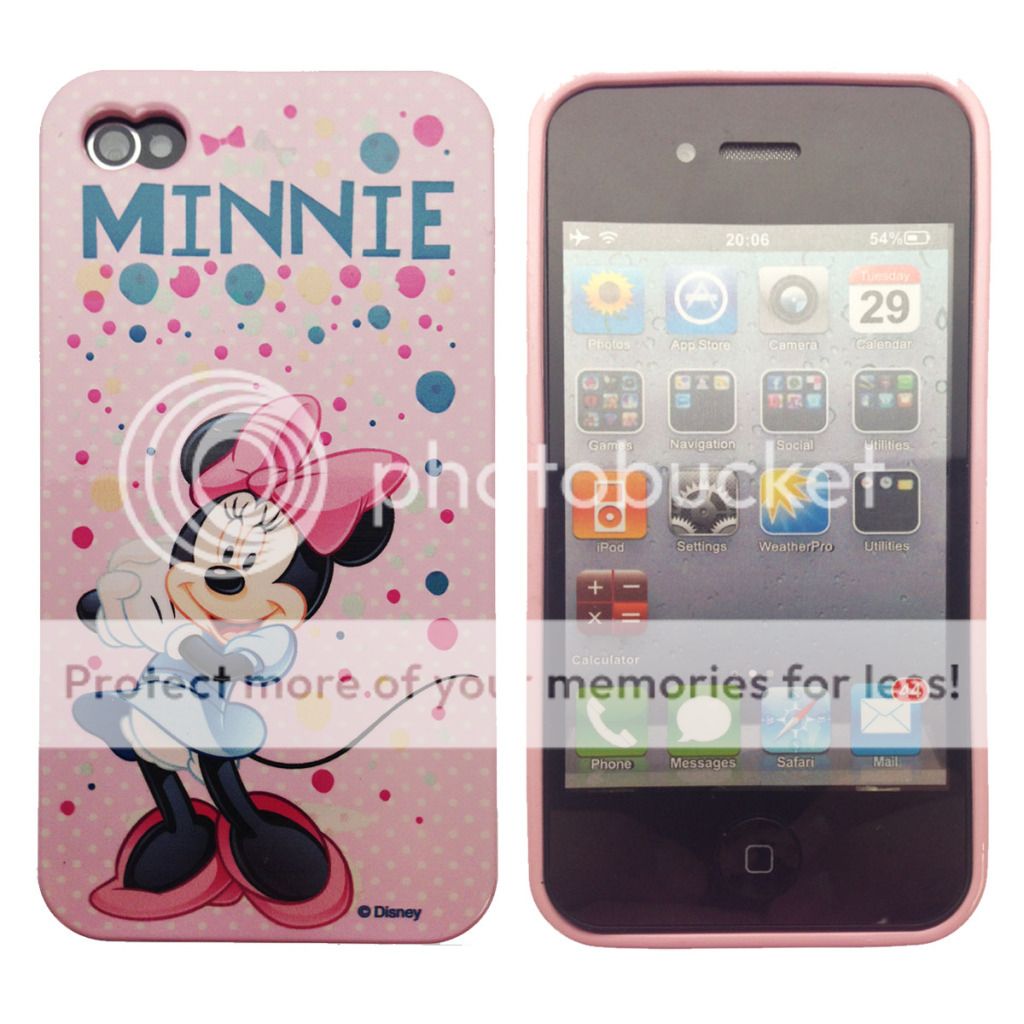iPhone 4 4S Minnie Mouse Disney Baby Pink Protector Flexible Silicone Cover Case