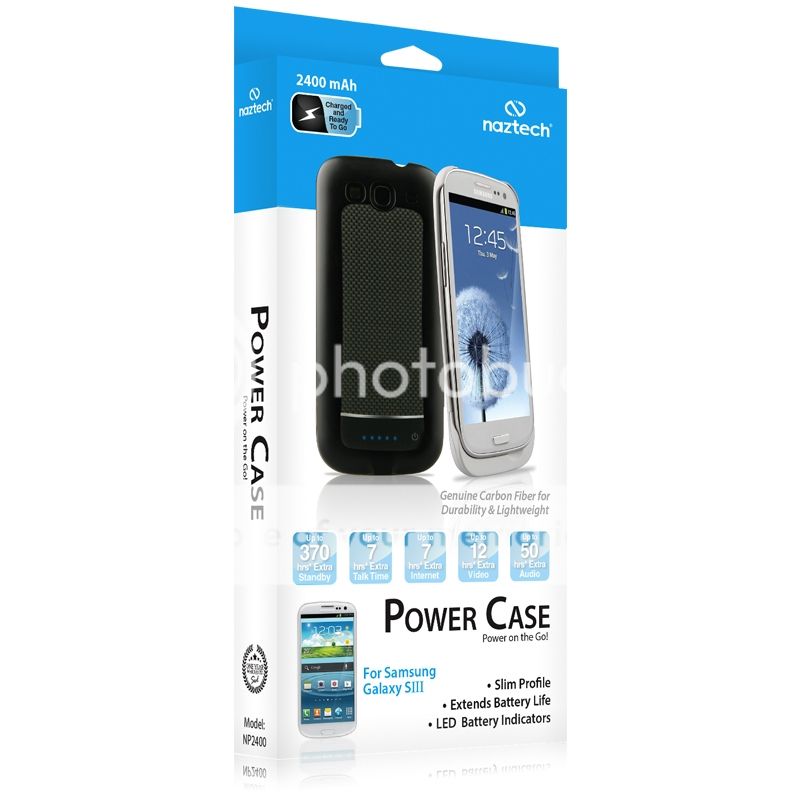 Galaxy S3 SIII s III Naztech 2400 mAh Power Case Extended Charger 